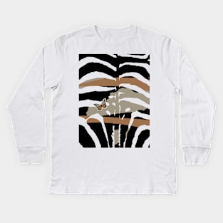 Abstract Black and White Simple Pattern geometry zebra Kids Long Sleeve T-Shirt